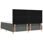 vidaXL Lit avec Sommier et Banc Gris Foncé 200x200 cm Tissu