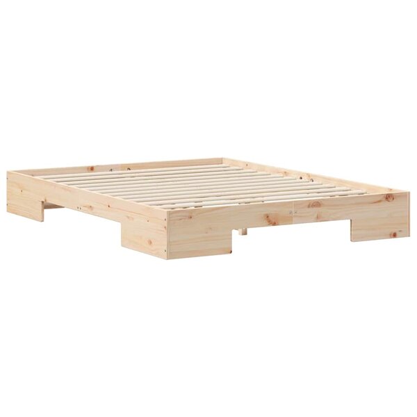 vidaXL Cadre de lit surélevé Marron 140 x 200 cm Bois massif en pin