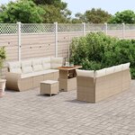 vidaXL Ensemble de canapé de jardin 11 Pièces Beige Poly rotin