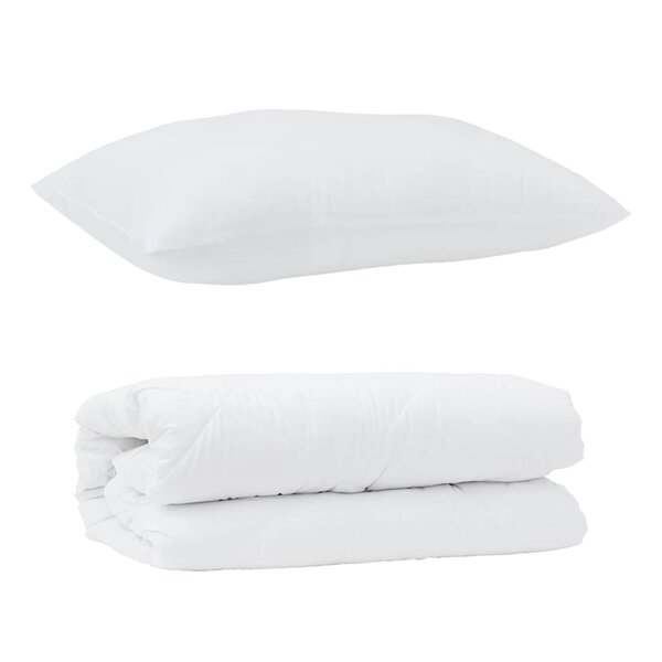 vidaXL Duvet avec Oreiller 2 Pièces Blanc 155 x 220 cm Microfibre