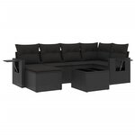 vidaXL Salon de jardin 7 Pièces avec coussins noir résine tressée
