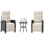 vidaXL Ensemble de bistro 3 Pièces avec coussins noir résine tressée