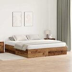 vidaXL Cadre de lit Bois ancien 200 x 200 x 31 5 cm Bois d'ingénierie