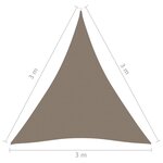 vidaXL Voile de parasol Tissu Oxford triangulaire 3x3x3 m Taupe