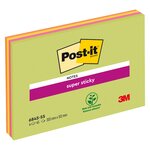 Lot de 4 blocs super sticky meeting notes- 149 x 200 mm orange jaune rose vert post-it