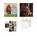 Calendrier Mural Mensuel 2025 - 12 Mois - 16.5 x 16.5 cm - Chevaux