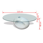 vidaXL Table basse avec dessus de table en verre ovale Blanc brillant