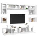 vidaXL Ensemble de meubles TV 8 Pièces Blanc Bois d'ingénierie