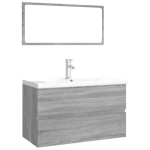 vidaXL Meubles de salle de bain Sonoma gris Bois d'ingénierie