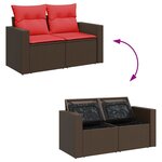 vidaXL Salon de jardin avec coussins 9Pièces marron résine tressée acacia