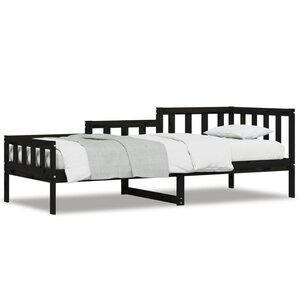 vidaXL Lit de jour sans matelas noir 90x190 cm bois de pin massif