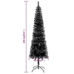 vidaXL Arbre de Noël mince pré-éclairé noir 240 cm