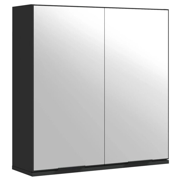 vidaXL Armoire à miroir de salle de bain noir bois d’ingénierie