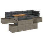 vidaXL Ensemble de jardin 9 pièces avec coussins gris en poly rotin et acacia