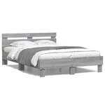 vidaXL Cadre de lit avec tête de lit et LED sonoma gris 120x190 cm