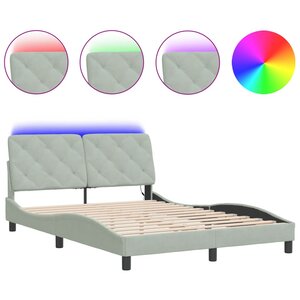 vidaXL Cadre de lit avec lumières LED gris clair 140x200 cm