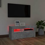 vidaXL Meuble TV avec lumières LED gris béton 90x35x40 cm