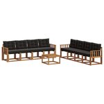 vidaXL Ensemble de canapés d'extérieur 9 pc Naturel et Noir