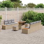 vidaXL Ensemble de canapé de jardin 10 Pièces Beige Poly rotin