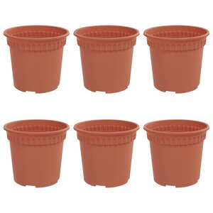 vidaXL Pot à fleurs rond 6 pc Rouge brique Ø 15 x 12 cm Plastique