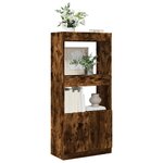 vidaXL Buffet haut chêne fumé 63x33x140 cm bois d'ingénierie