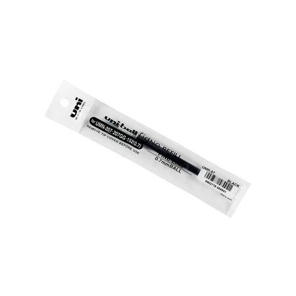 Recharge pour Roller encre gel Signo 207 UMR87 Pointe Moy. 0 7mm Noir x 12 UNI-BALL