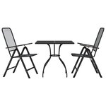 vidaXL Ensemble à manger de jardin 3 Pièces anthracite métal maille