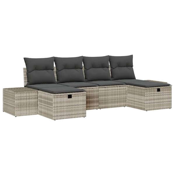 vidaXL Ensemble de canapé de jardin 6 Pièces Gris clair 55 x 62 x 69 cm