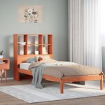 vidaXL Lit bibliothèque sans matelas cire marron 100x200 cm pin massif