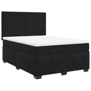 vidaXL Sommier à lattes de lit et matelas Noir 160x200 cm Velours