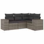 vidaXL Salon de jardin 4 Pièces avec coussins gris résine tressée