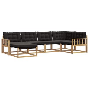 vidaXL Ensemble de canapés d'extérieur 6 Pièces Blanc et noir