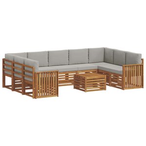 vidaXL Ensemble de canapés d'extérieur 10 pc Naturel et gris clair