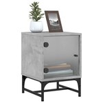 vidaXL Table de chevet avec porte en verre gris béton 35x37x50 cm
