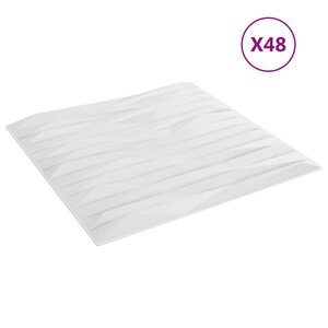 vidaXL Panneaux muraux 48 Pièces blanc 50x50 cm XPS 12 m² pierre