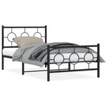 vidaXL Cadre de lit métal sans matelas avec pied de lit noir 100x190cm