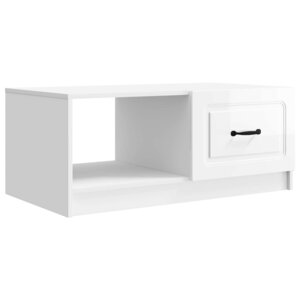 vidaXL Table basse Blanc brillant 90 x 50 x 37 cm Bois d'ingénierie