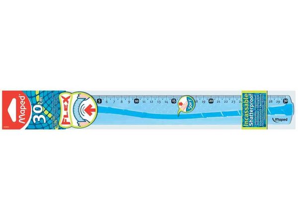 Règle plate Incassable Flex 30 cm Bleu ou Vert MAPED