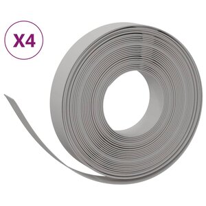 vidaXL Bordures de jardin 4 Pièces gris 10 m 10 cm polyéthylène