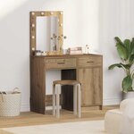 vidaXL Table de Toilette avec tiroir 2 Pièces Marron 50 x 41 x 135 cm