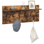 vidaXL Porte-manteau mural avec étagère Chêne fumé Bois d'ingénierie