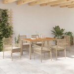 vidaXL Ensemble de salle à manger pour jardin 7 Pièces Beige Poly rotin