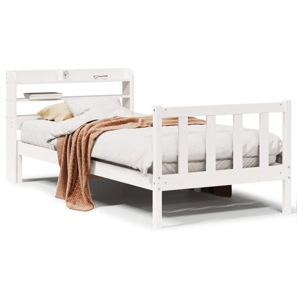 vidaXL Cadre de lit sans matelas blanc 100x200 cm bois de pin massif
