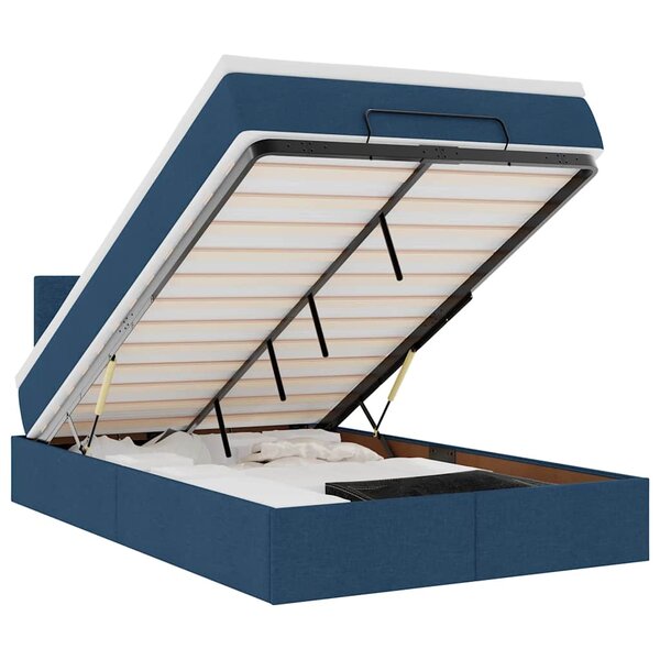 vidaXL Lit ottoman avec matelas et LED Bleu 120x200 cm Tissu