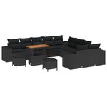 vidaXL Ensemble de canapé de jardin 13 Pièces Noir polyrotin