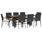 vidaXL Ensemble à manger de jardin 9Pièces coussins noir résine tressée