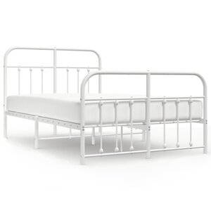 vidaXL Cadre de lit métal sans matelas et pied de lit blanc 120x200 cm