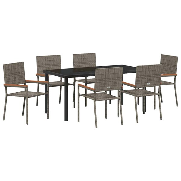 vidaXL Ensemble de salle à manger pour jardin 7 Pièces Gris Poly rotin