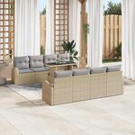 vidaXL Ensemble de canapé de jardin 9 Pièces Beige Poly Rattan