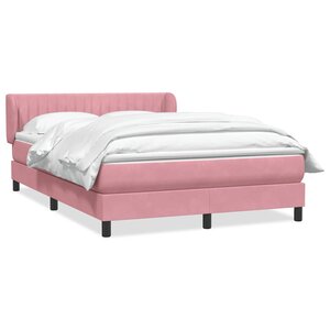 vidaXL Sommier à lattes de lit avec matelas rose 140x210 cm velours
